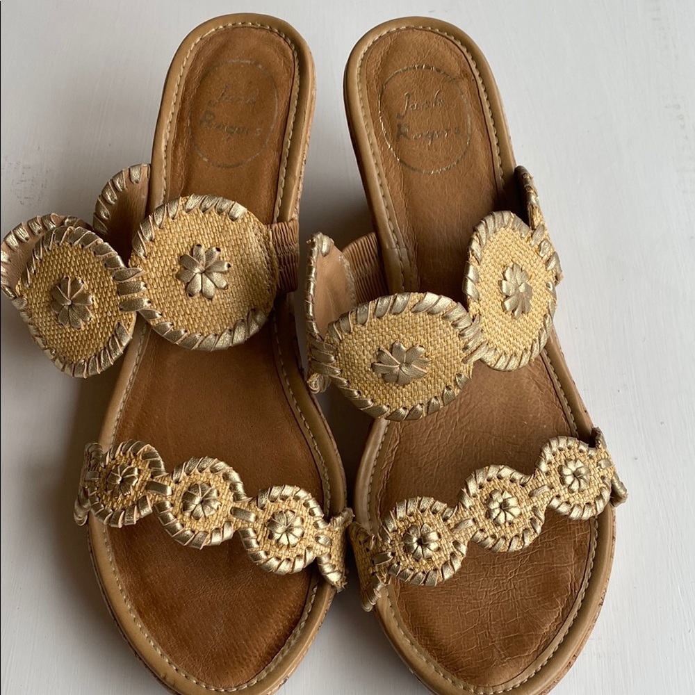 Jack Rogers Women's Gold Raffia Sandals
